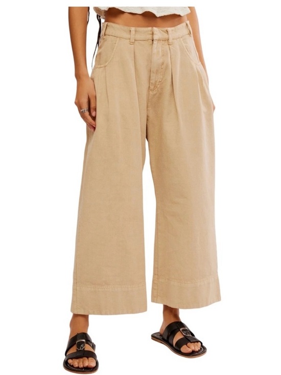 Free People Pants - ⚡️Free People Sweet Talk Wide Leg Crop Pants in Tan